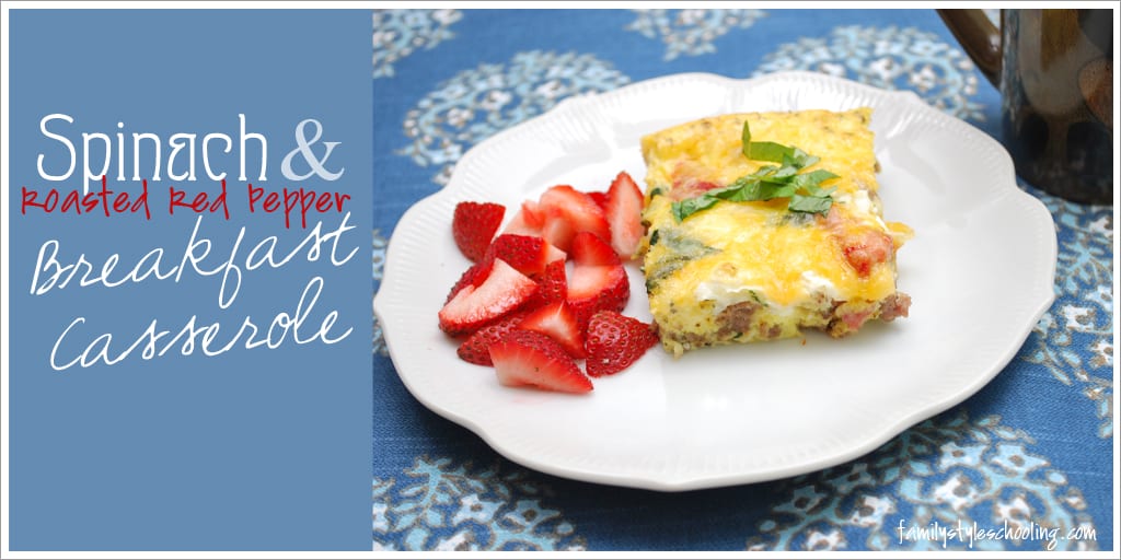 Spinach and Roasted Red Pepper Breakfast Casserole
