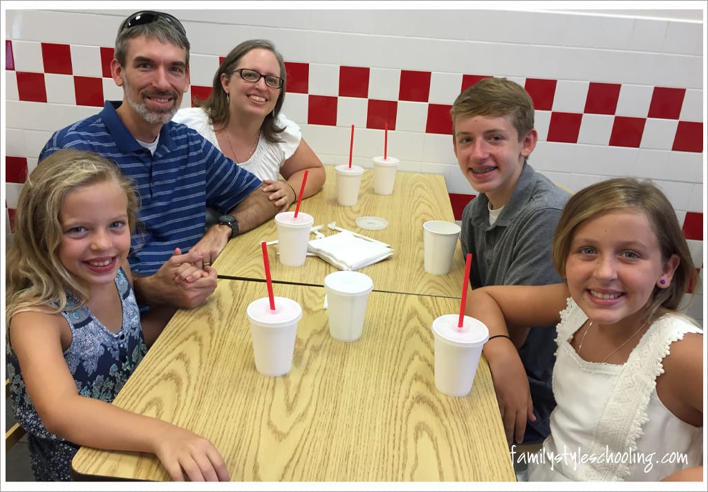 family dinner at five guys burgers