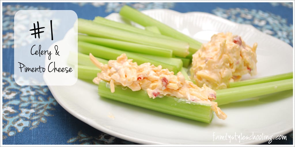 savory snack celery with pimento cheese