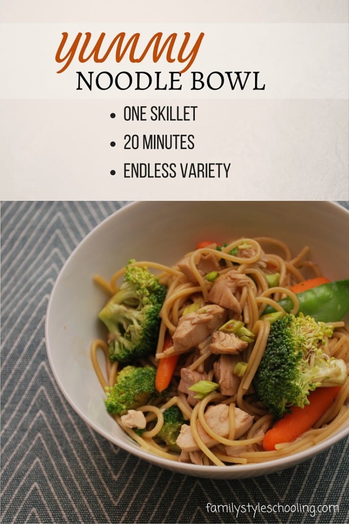 One skillet yummy noodle bowl
