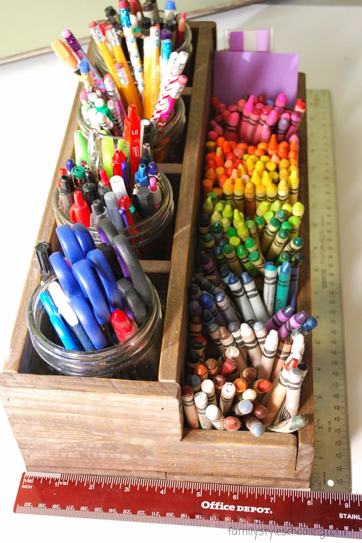 Upcycled rustic pencil caddy