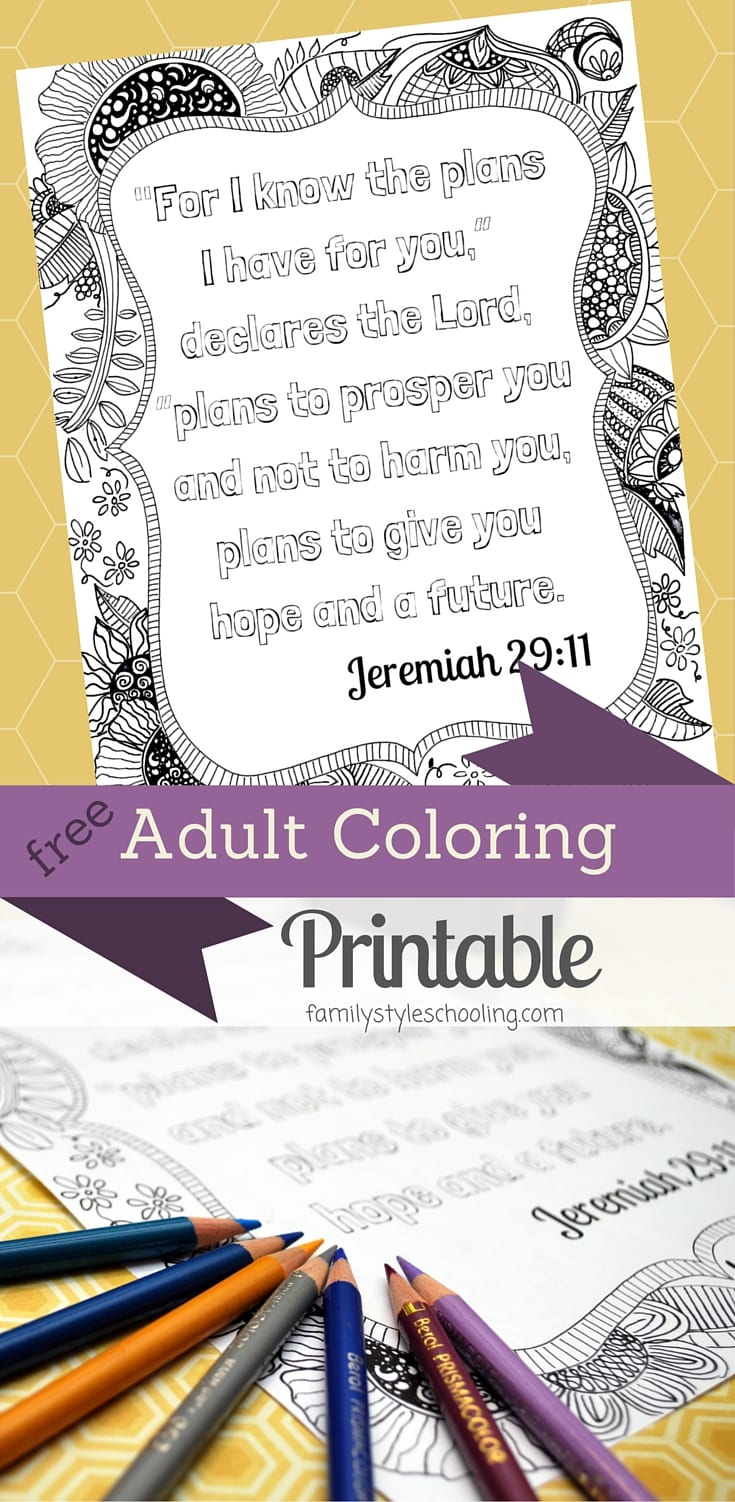 Adult Coloring Printable Jeremiah 29:11