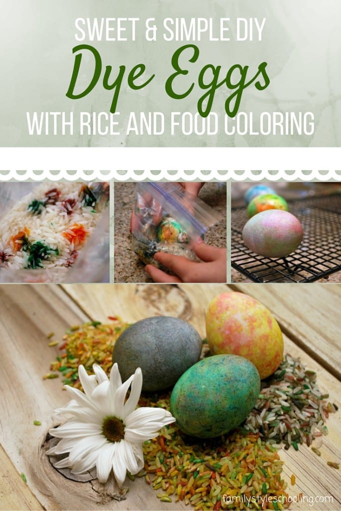 Sweet & Simple Dye Eggs with Rice and Food Coloring Family Style