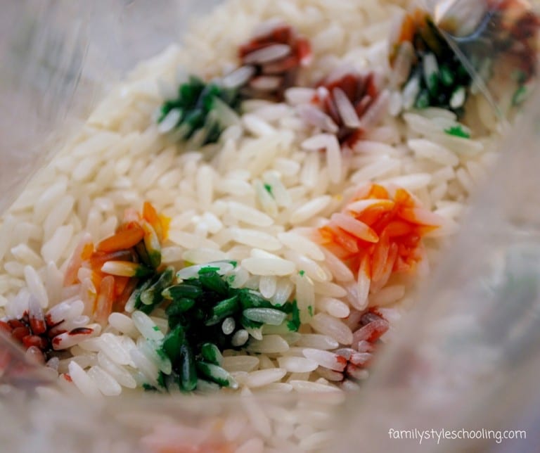 Sweet & Simple Dye Eggs with Rice and Food Coloring Family Style