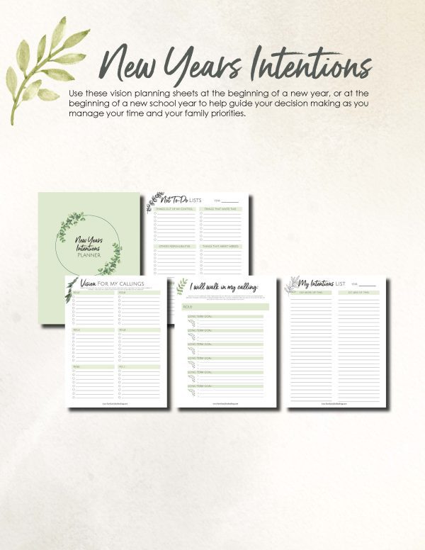 new years intentions planner
